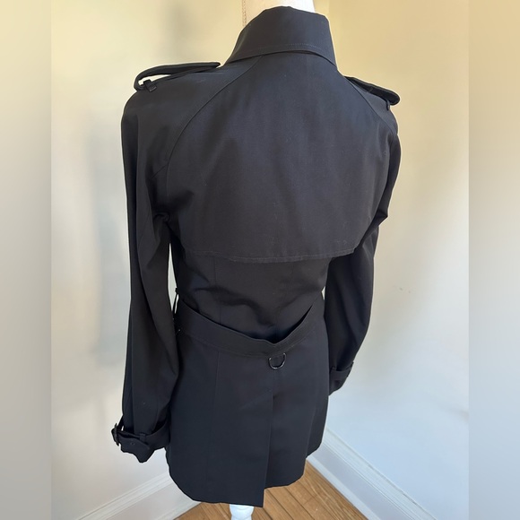 Burberry Short Black Trench Coat Size 6 - Picture 5 of 12
